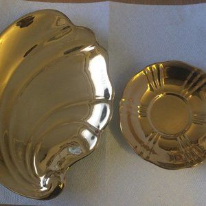 Vintage Royal Winton Grimwade Golden Age shell dish & saucer plate bundle